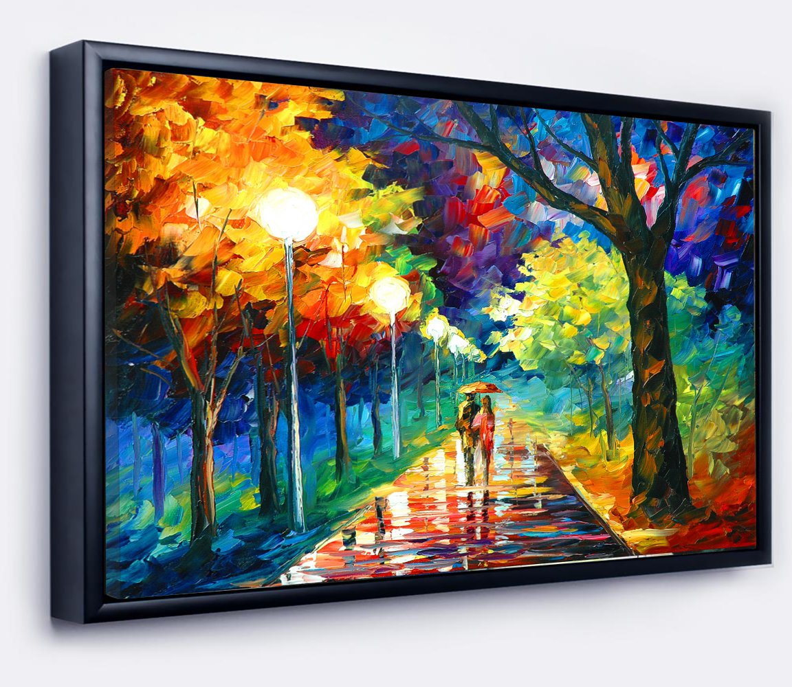 Classic Couple Walk in Rainy Day Premium Canvas Wall painting   decorative masterpiece for home decor